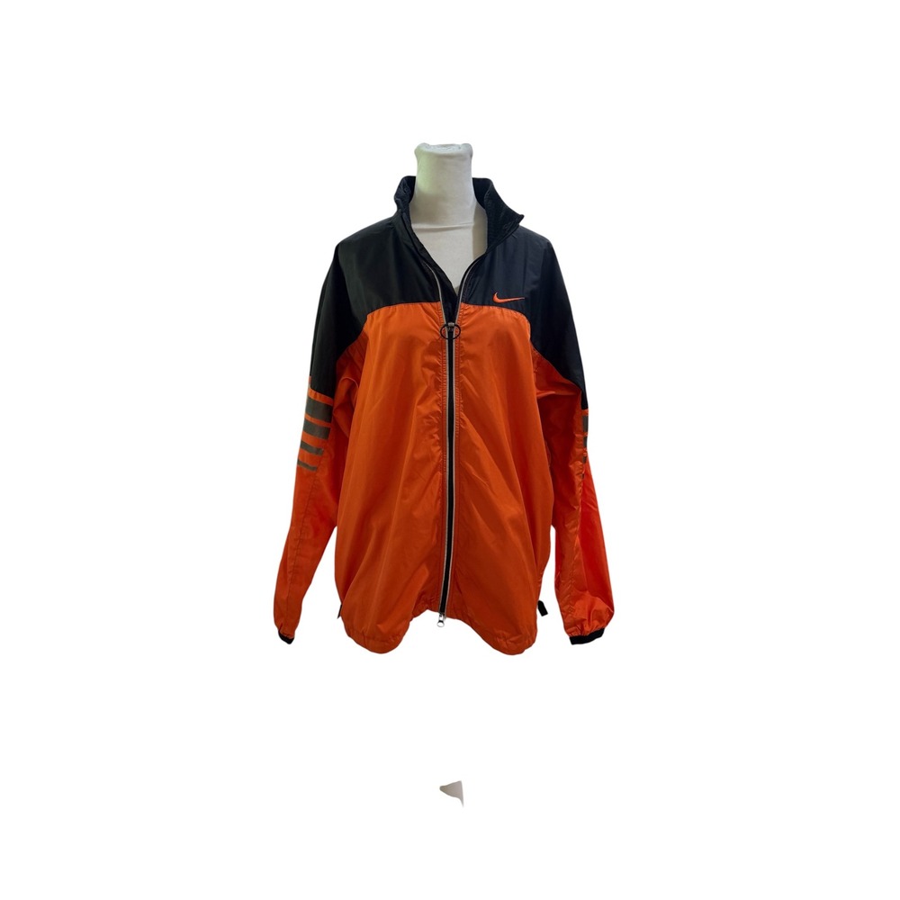 Nike Windbreaker Jacket Orange Black Colorblock Reflective Full Zip Mens Medium